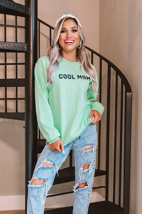 Cool Mom Sweatshirt In Mint-Beginning Fashion
