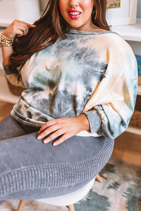First Kiss Tie Dye Sweatshirt In Grey Curves-Beginning Fashion