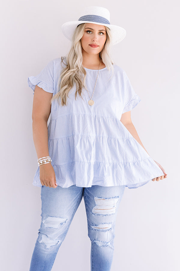 Brighton Bay Stripe Top  Curves-Beginning Fashion