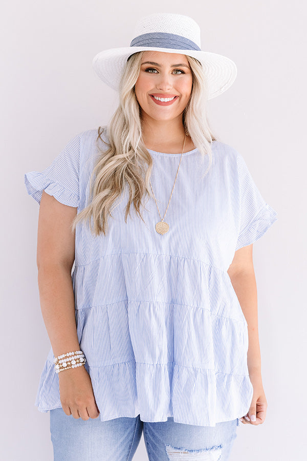 Brighton Bay Stripe Top  Curves-Beginning Fashion