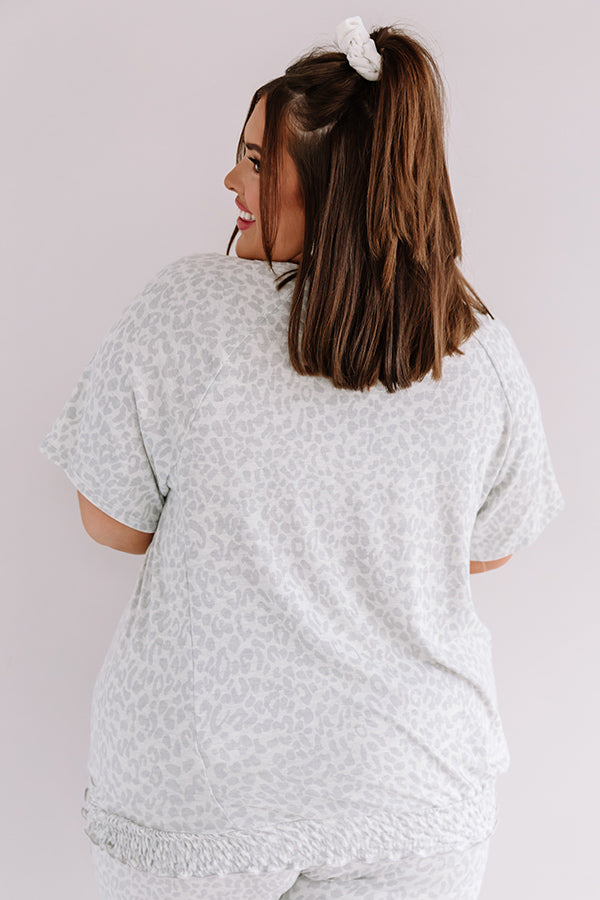 Committed To Cozy Leopard Top In Grey Curves-Beginning Fashion