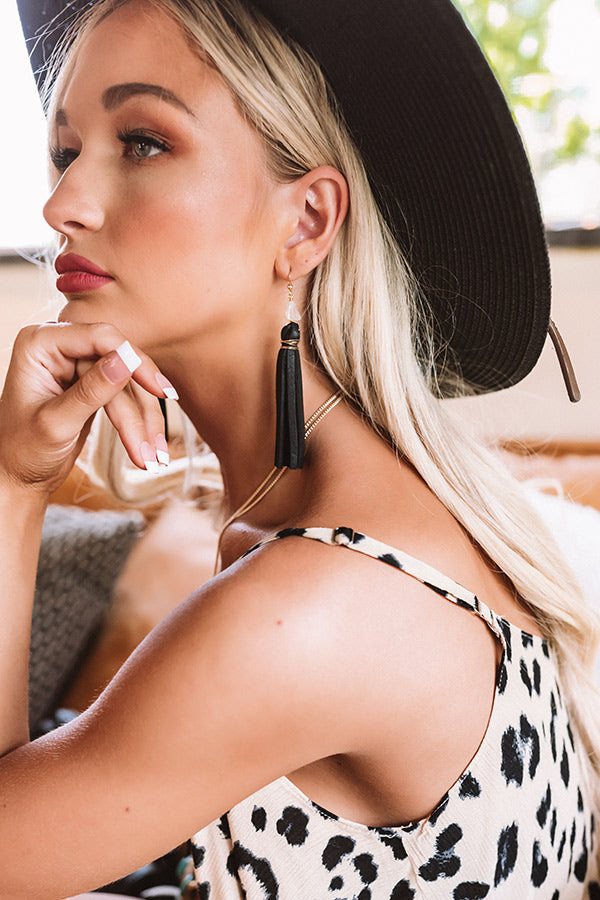 Cabo Quartz Tassel Earrings in Black-Beginning Fashion