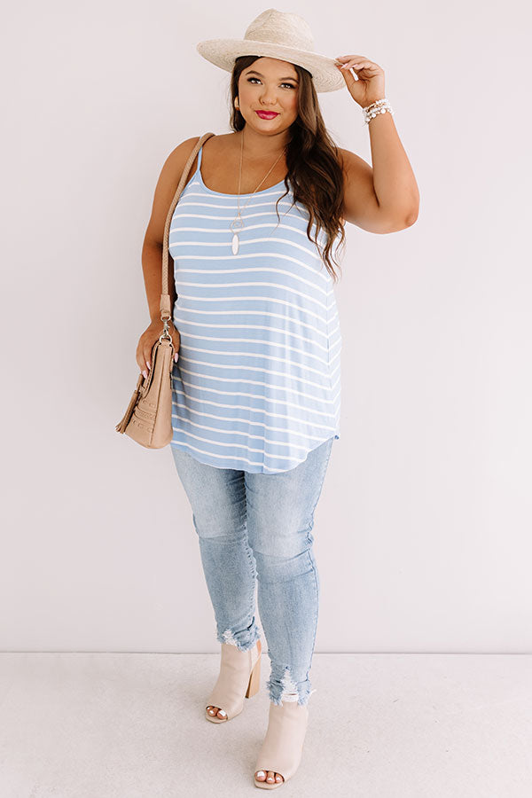 Cali Coast Stripe Shift Tank In Sky Blue Curves-Beginning Fashion