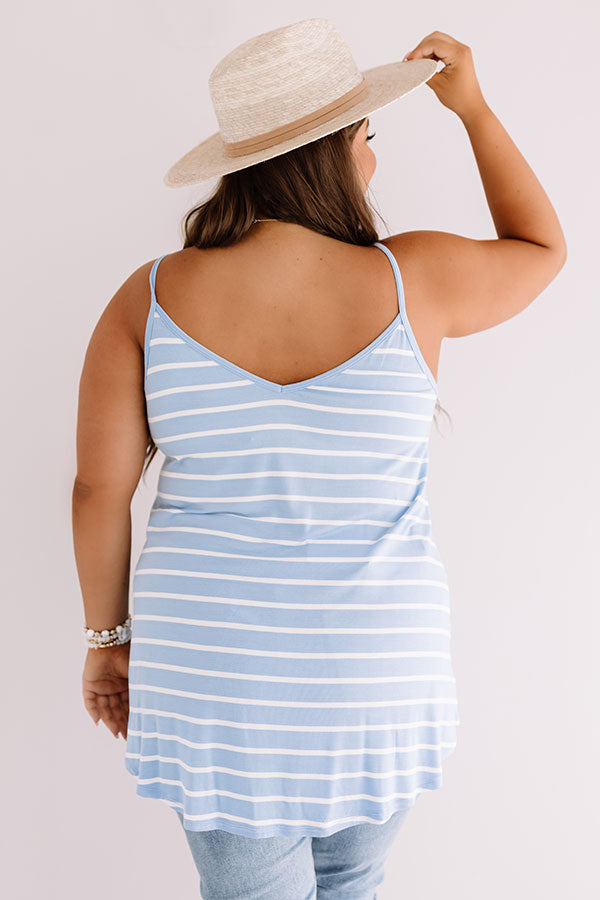 Cali Coast Stripe Shift Tank In Sky Blue Curves-Beginning Fashion