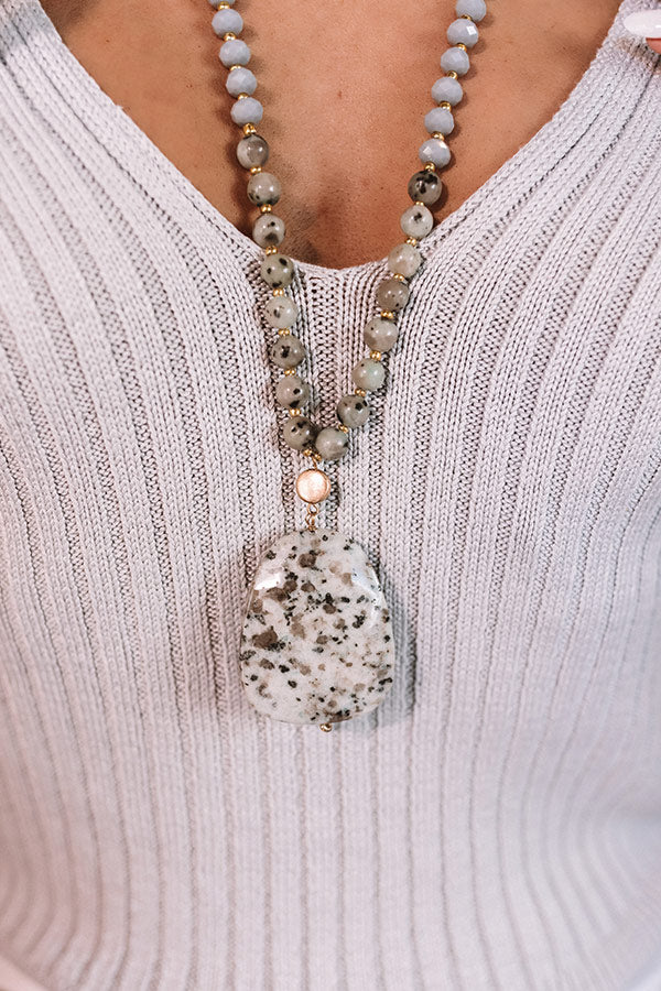 Beverly Hills Hideaway Beaded Necklace In Light Grey-Beginning Fashion