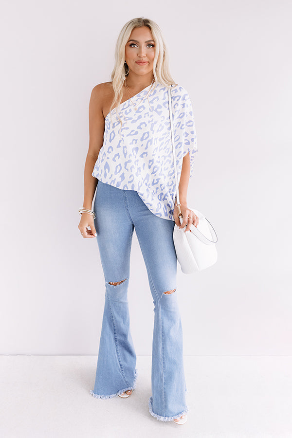 Grand Evening Leopard Top In Periwinkle-Beginning Fashion