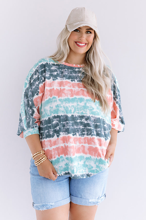 Here And There Tie Dye Shift Top In Ocean Wave Curves-Beginning Fashion