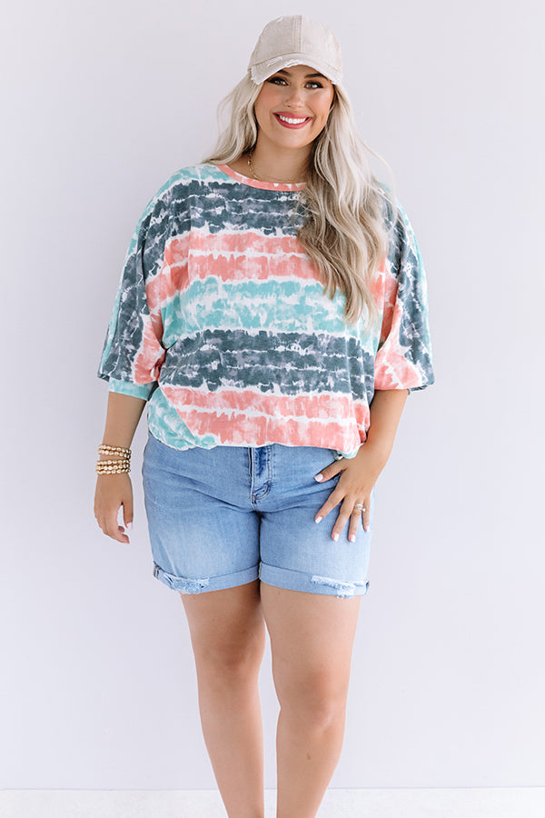 Here And There Tie Dye Shift Top In Ocean Wave Curves-Beginning Fashion