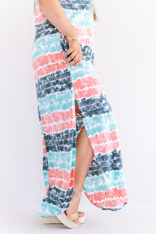 Here And There Tie Dye Maxi In Ocean Wave Curves-Beginning Fashion
