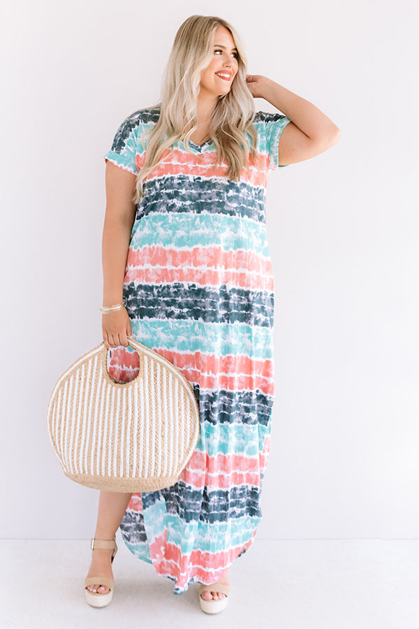 Here And There Tie Dye Maxi In Ocean Wave Curves-Beginning Fashion