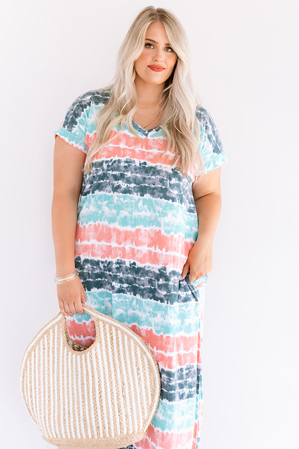 Here And There Tie Dye Maxi In Ocean Wave Curves-Beginning Fashion