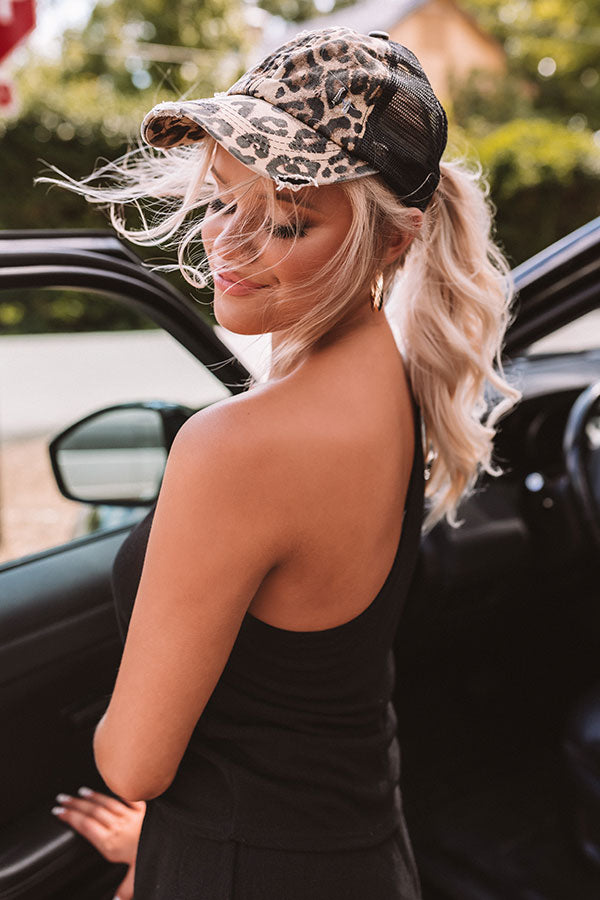 Chic Standard High Pony Tail Cap In Leopard-Beginning Fashion