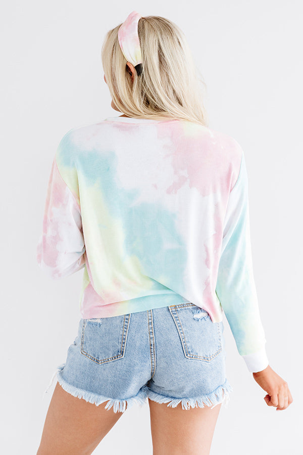 Blondie Tie Dye Crop Sweatshirt In Pink-Beginning Fashion