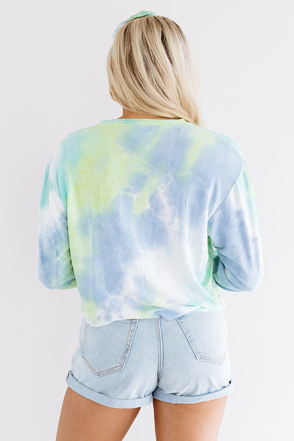 Blondie Tie Dye Crop Sweatshirt In Blue-Beginning Fashion