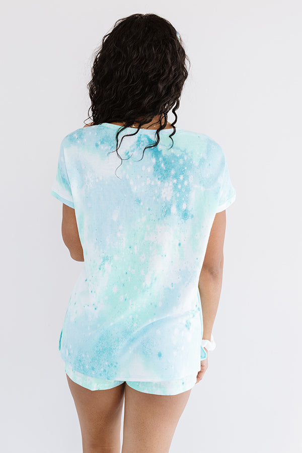 Get Cozy Tie Dye Shift Tee In Aqua-Beginning Fashion