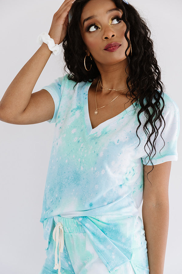 Get Cozy Tie Dye Shift Tee In Aqua-Beginning Fashion