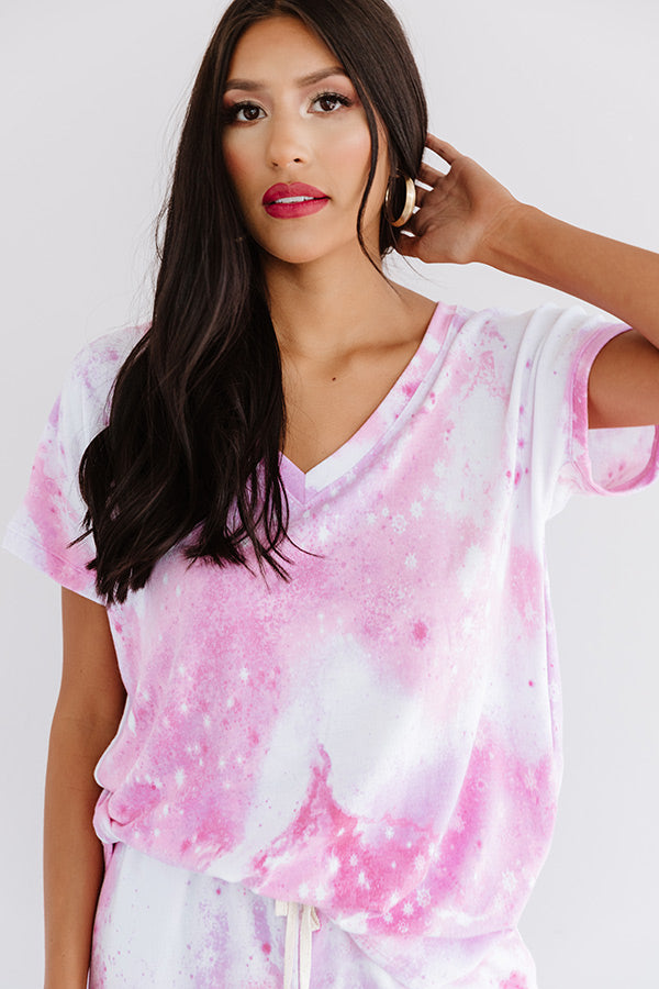 Get Cozy Tie Dye Shift Tee In Pink-Beginning Fashion