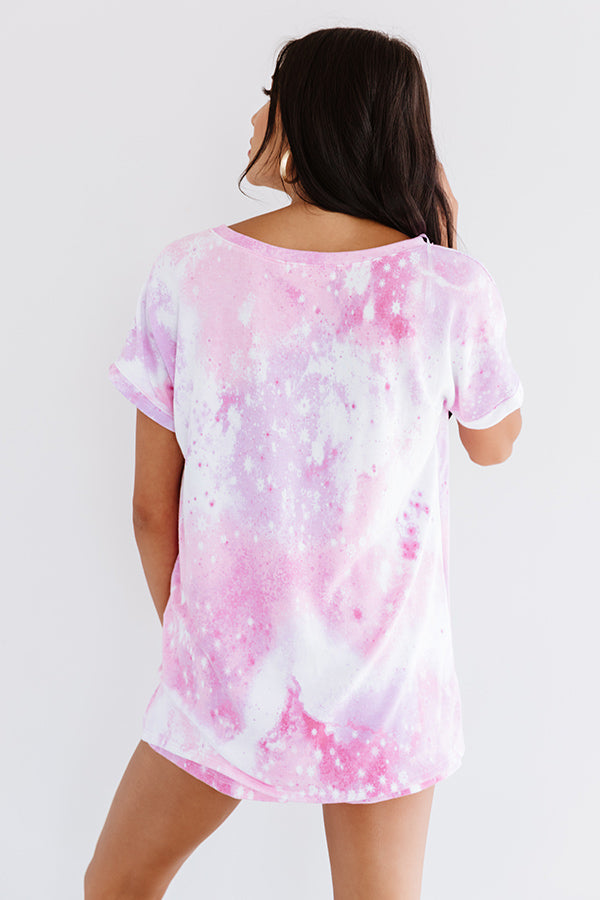 Get Cozy Tie Dye Shift Tee In Pink-Beginning Fashion