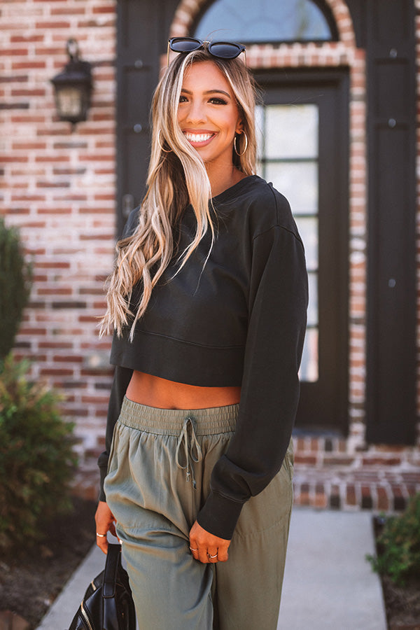 Feeling Zen Crop Sweatshirt In Black-Beginning Fashion