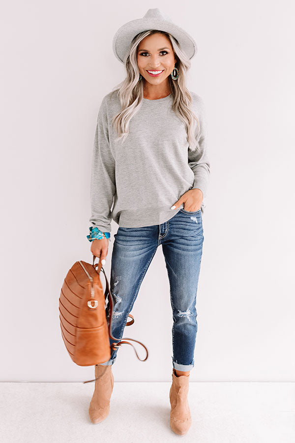 Fall Daze Shift Sweater In Grey-Beginning Fashion