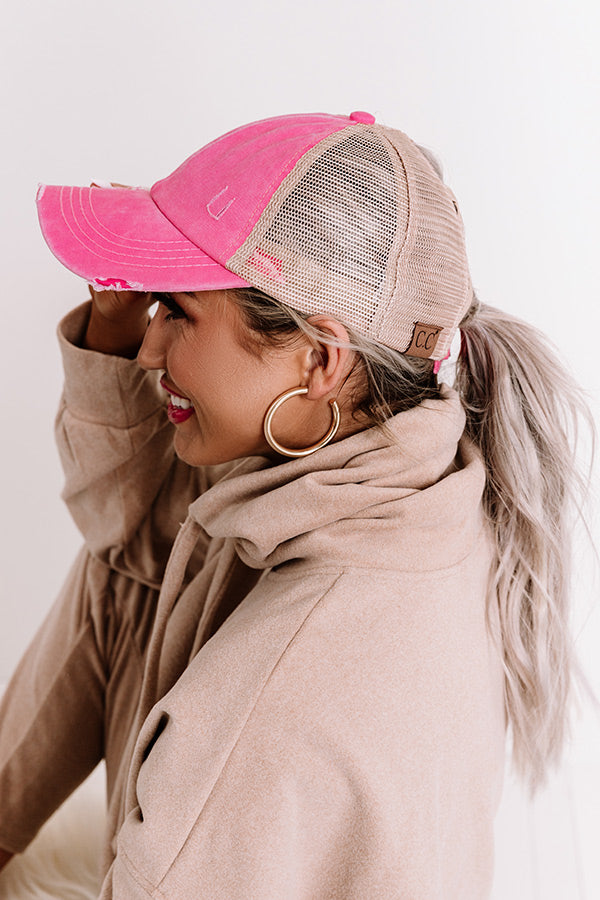 Chic Standard High Pony Tail Cap In Pink-Beginning Fashion