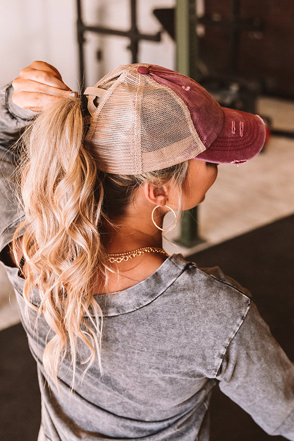 Chic Standard High Pony Tail Cap In Sangria-Beginning Fashion