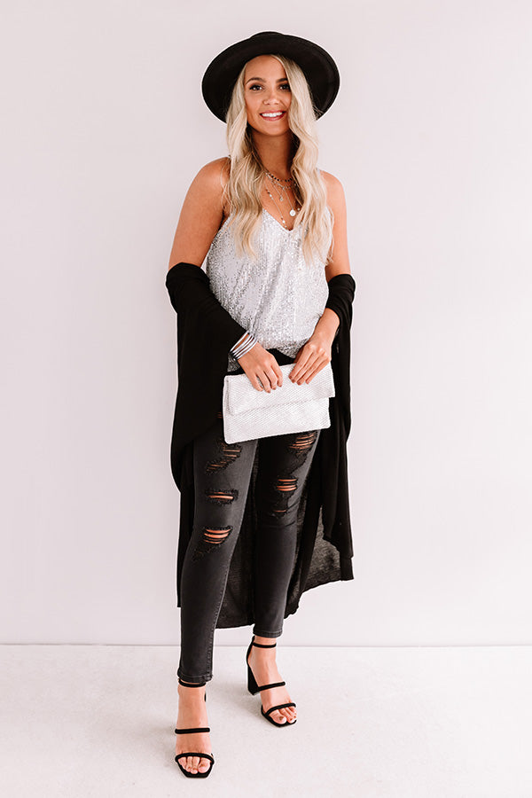 Getting Glam Sequin Tank In Silver-Beginning Fashion