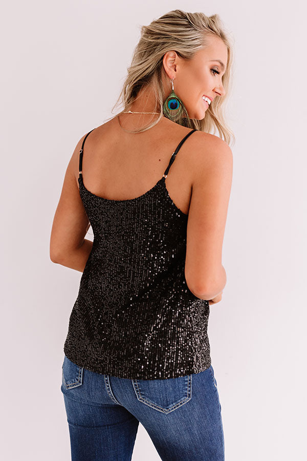 Getting Glam Sequin Tank In Black-Beginning Fashion