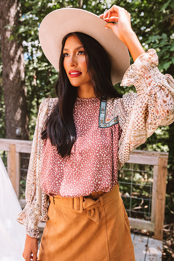 Botanical Brunch Shift Top In Dark Blush-Beginning Fashion
