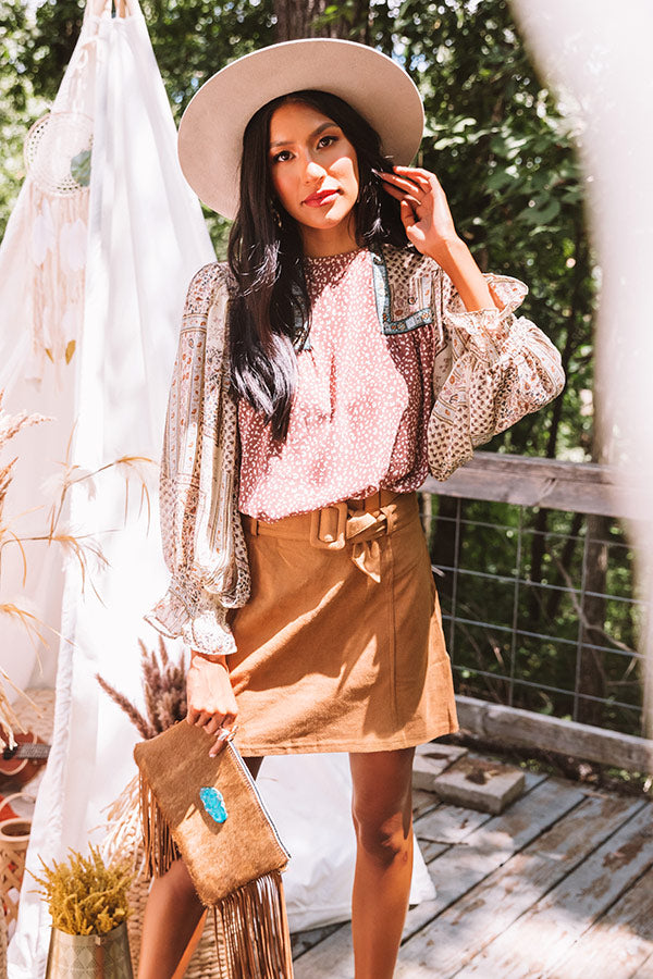 Botanical Brunch Shift Top In Dark Blush-Beginning Fashion