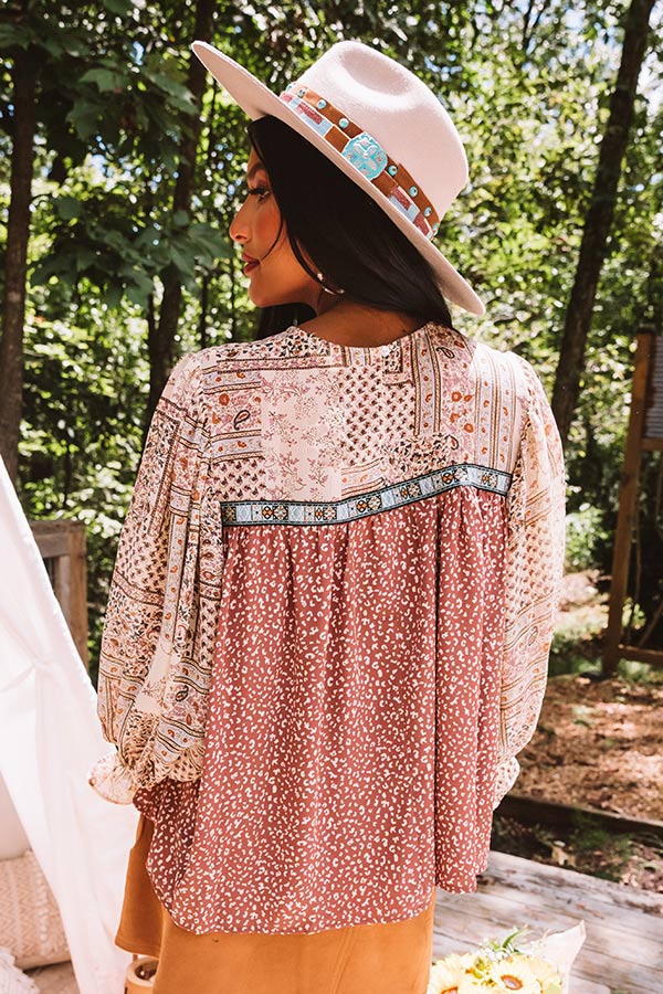Botanical Brunch Shift Top In Dark Blush-Beginning Fashion