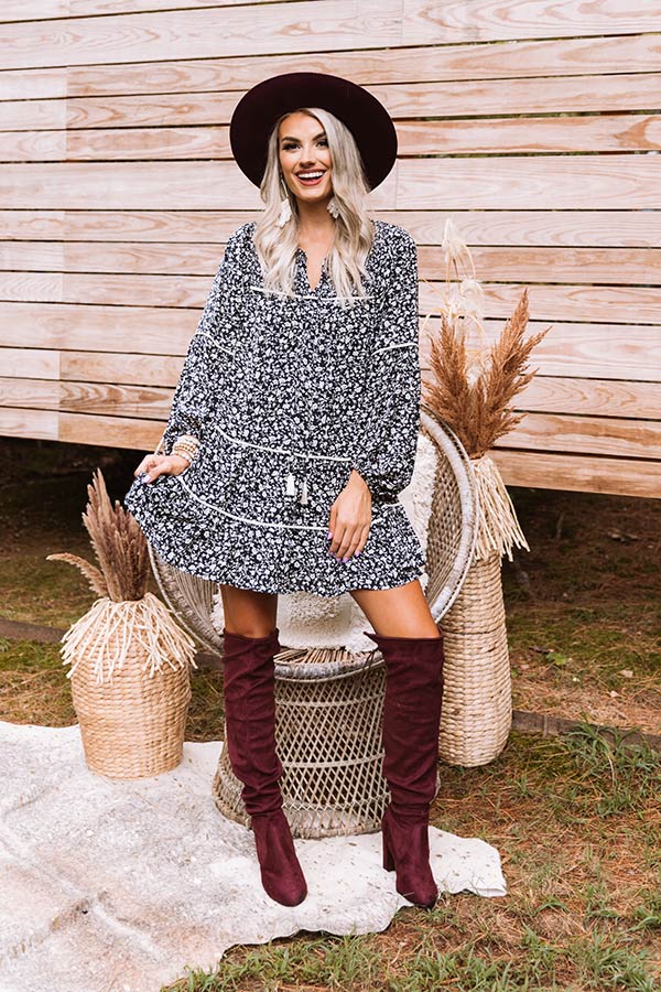 Floating On Cloud Nine Shift Dress In Black-Beginning Fashion