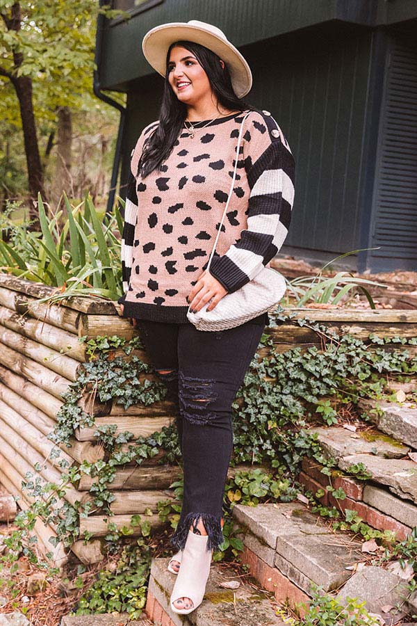 Fall Potential Knit Sweater   Curves-Beginning Fashion