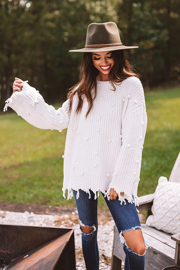 Fall Forever Chenille Sweater In White-Beginning Fashion