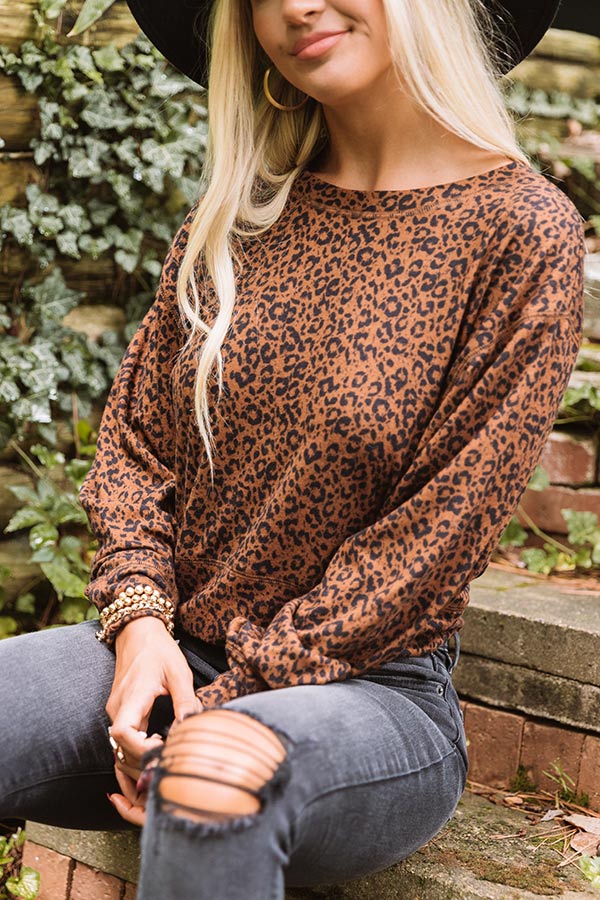Fall Night Leopard Sweatshirt-Beginning Fashion