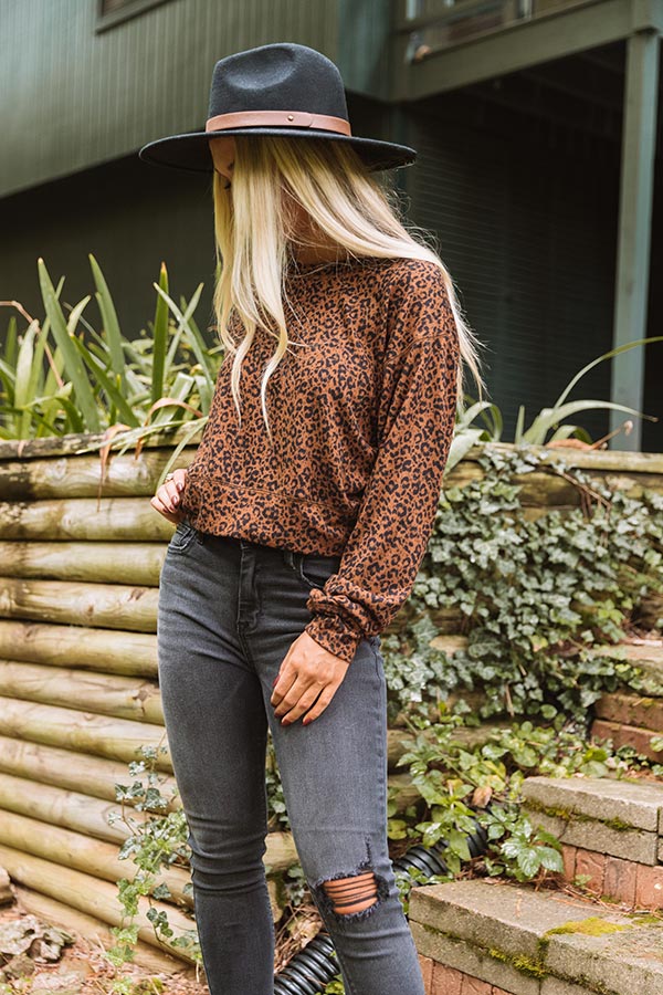Fall Night Leopard Sweatshirt-Beginning Fashion