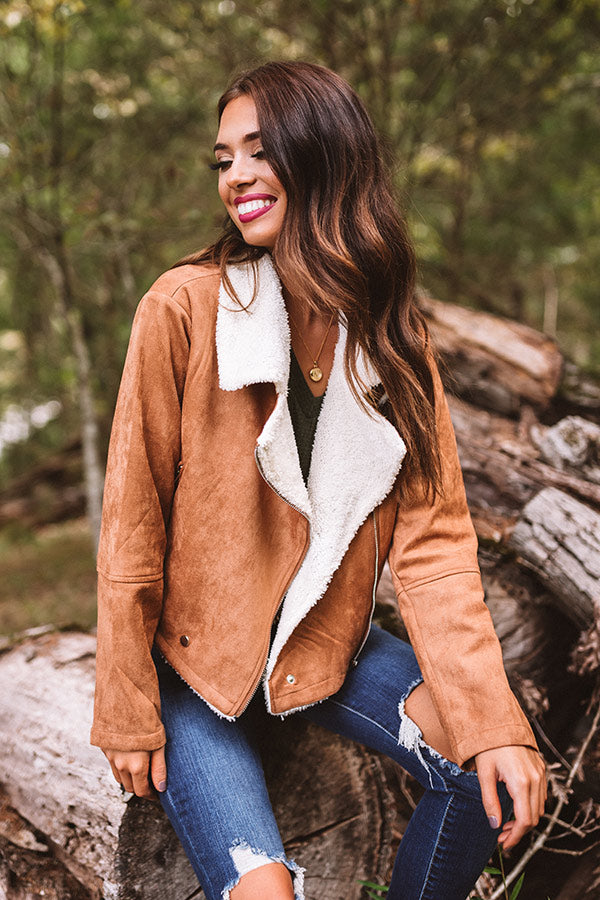 Fall Session Faux Suede Jacket In Camel-Beginning Fashion