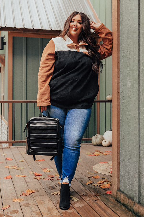 Cabins And Cozy Pullover In Black   Curves-Beginning Fashion