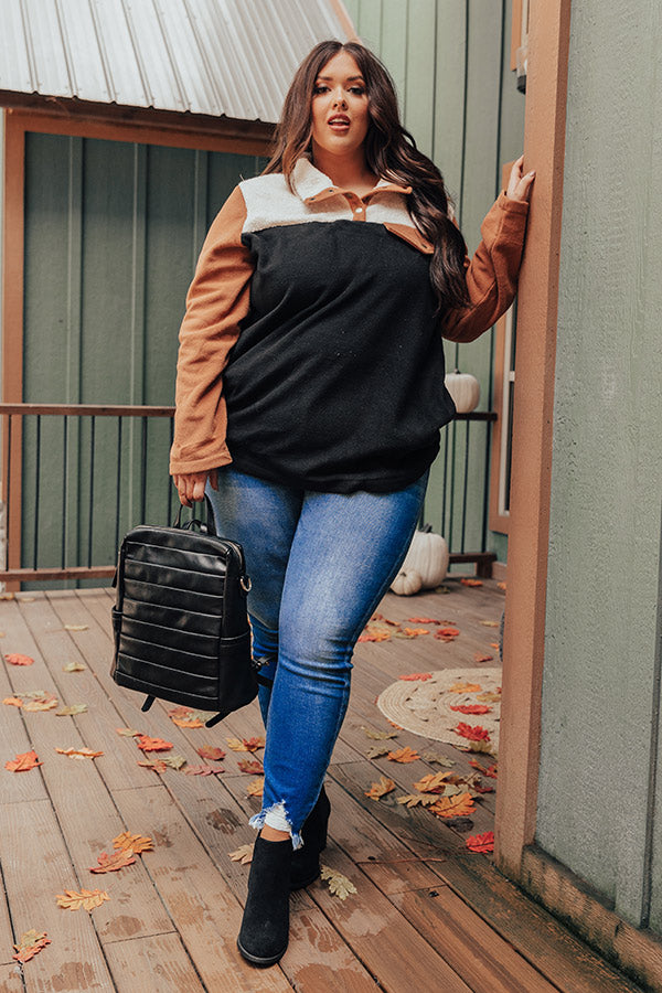 Cabins And Cozy Pullover In Black   Curves-Beginning Fashion