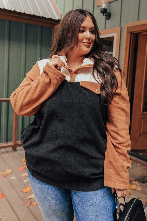 Cabins And Cozy Pullover In Black   Curves-Beginning Fashion