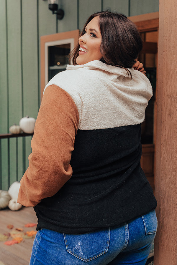 Cabins And Cozy Pullover In Black   Curves-Beginning Fashion