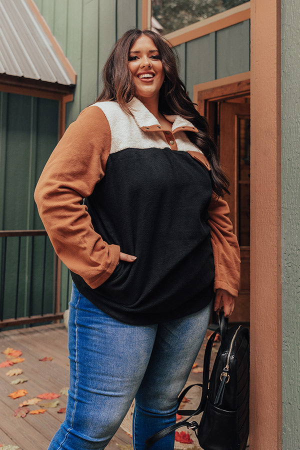 Cabins And Cozy Pullover In Black   Curves-Beginning Fashion