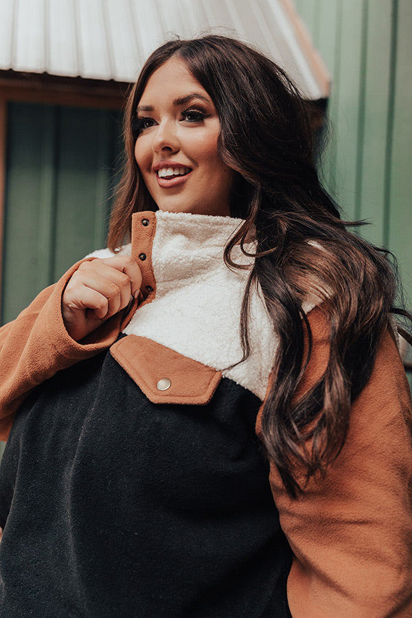 Cabins And Cozy Pullover In Black   Curves-Beginning Fashion