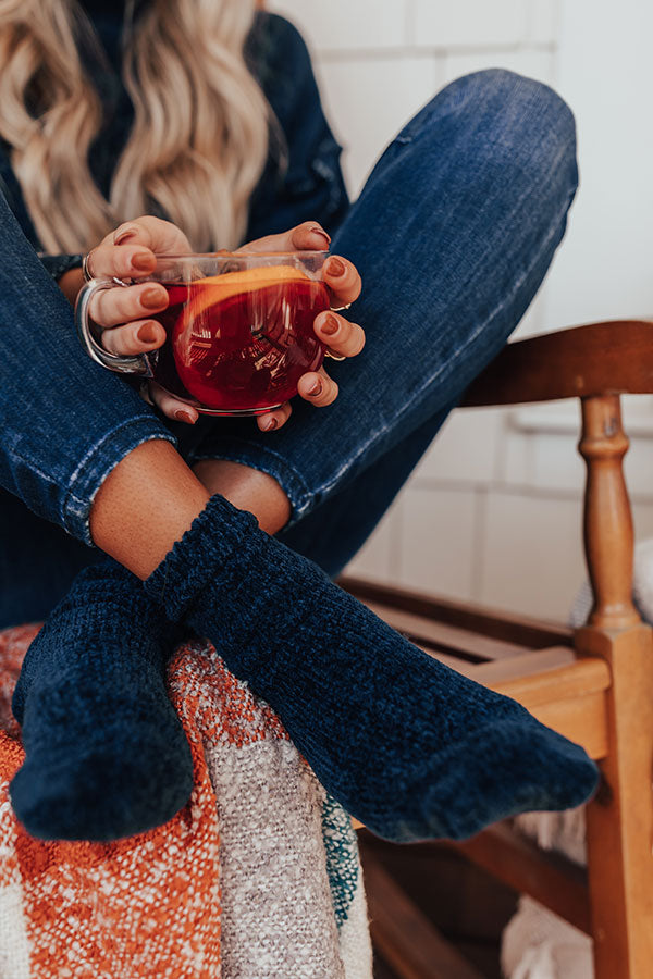 Cozy Factor Chenille Socks In Navy-Beginning Fashion