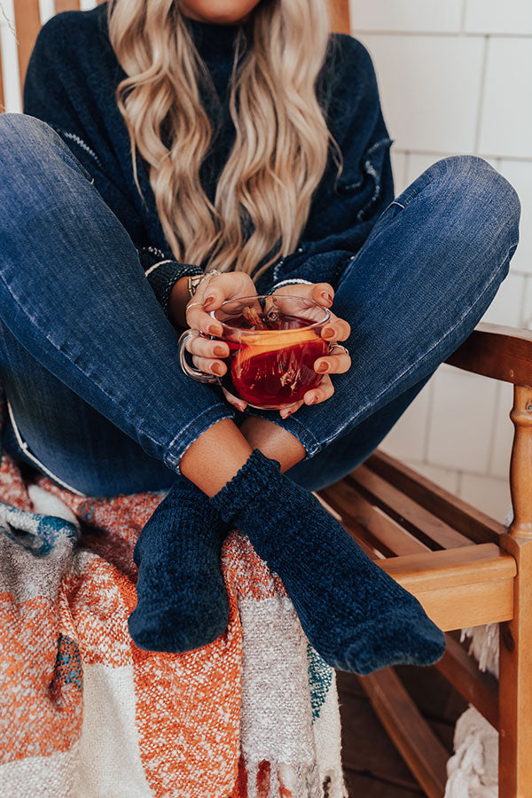 Cozy Factor Chenille Socks In Navy-Beginning Fashion