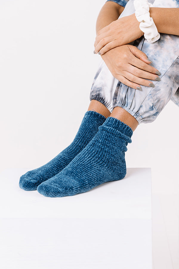 Cozy Factor Chenille Socks In Blue-Beginning Fashion