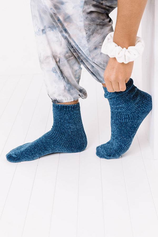 Cozy Factor Chenille Socks In Blue-Beginning Fashion