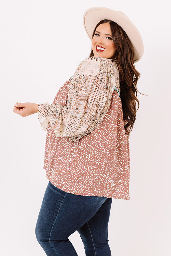 Botanical Brunch Shift Top In Dark Blush Curves-Beginning Fashion