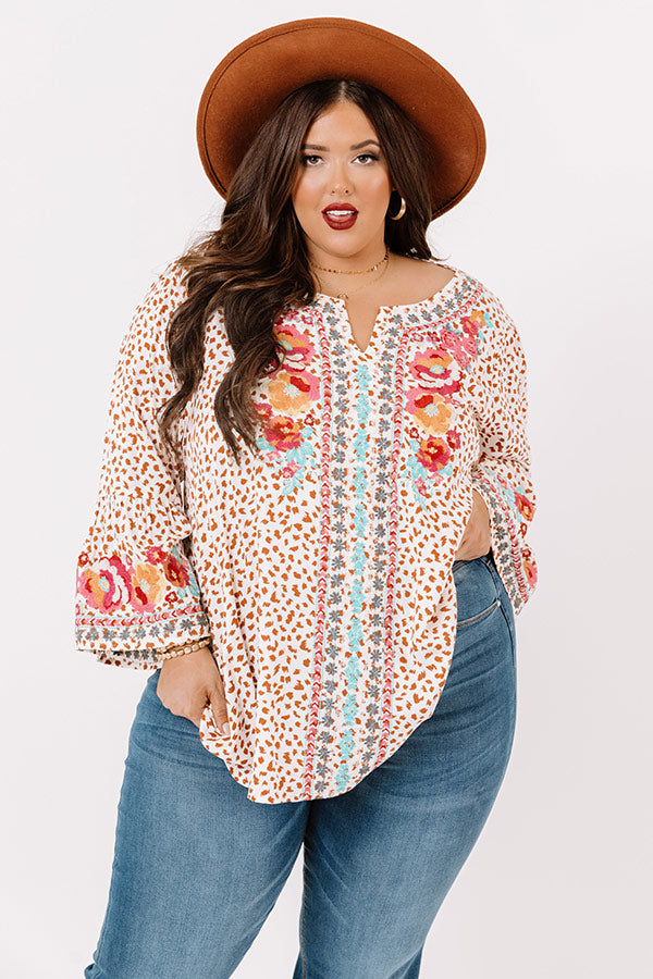 Flaunt It Embroidered Shift Top In Ivory   Curves-Beginning Fashion
