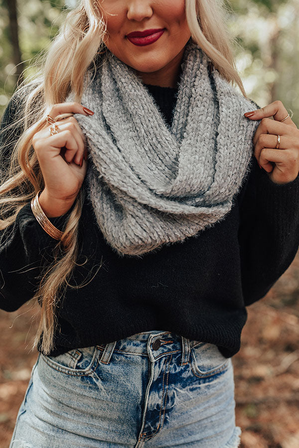 Chilly Vibes Chenille Infinity Scarf in Grey-Beginning Fashion